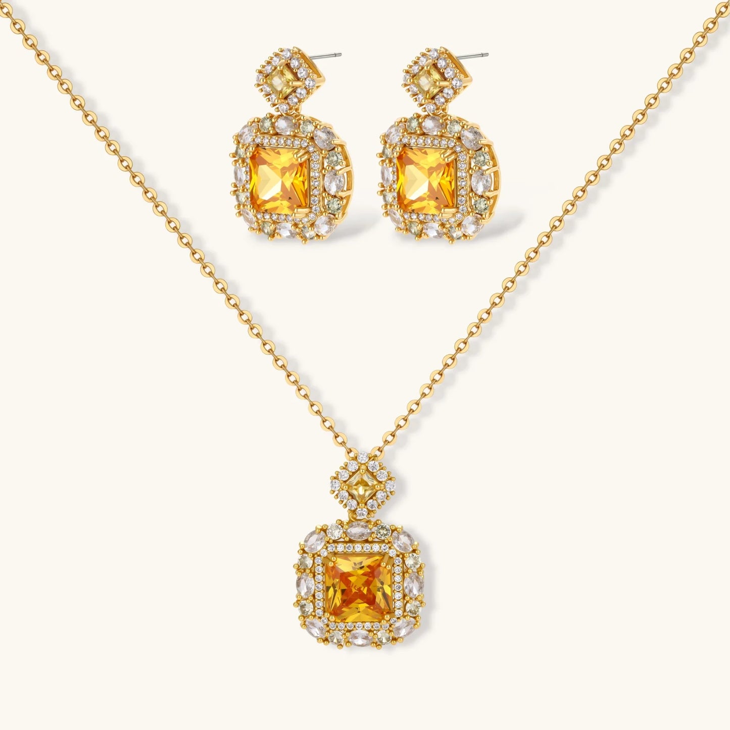 Parure Luxe Carrés Dorés | Alora Jewelry
