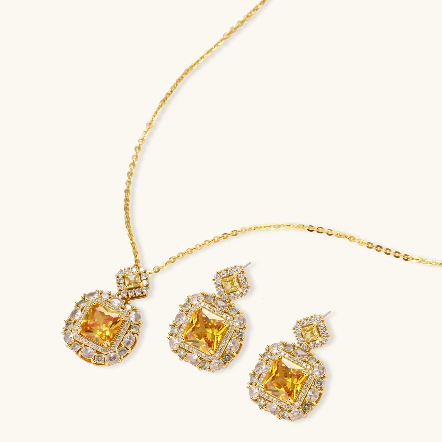 Parure Luxe Carrés Dorés | Alora Jewelry