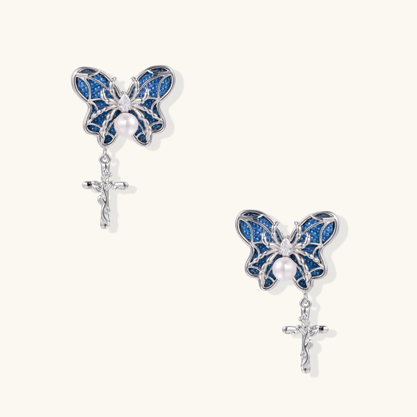 Boucles d'Oreilles Croix Papillon Céleste | Alora Jewelry