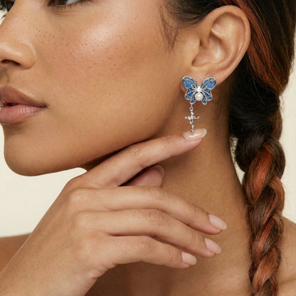 Boucles d'Oreilles Croix Papillon Céleste | Alora Jewelry