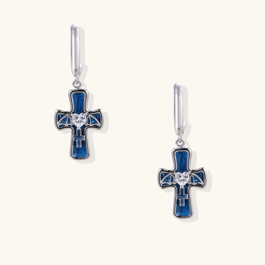Boucles d'oreilles croix ange gardien | Alora Jewelry