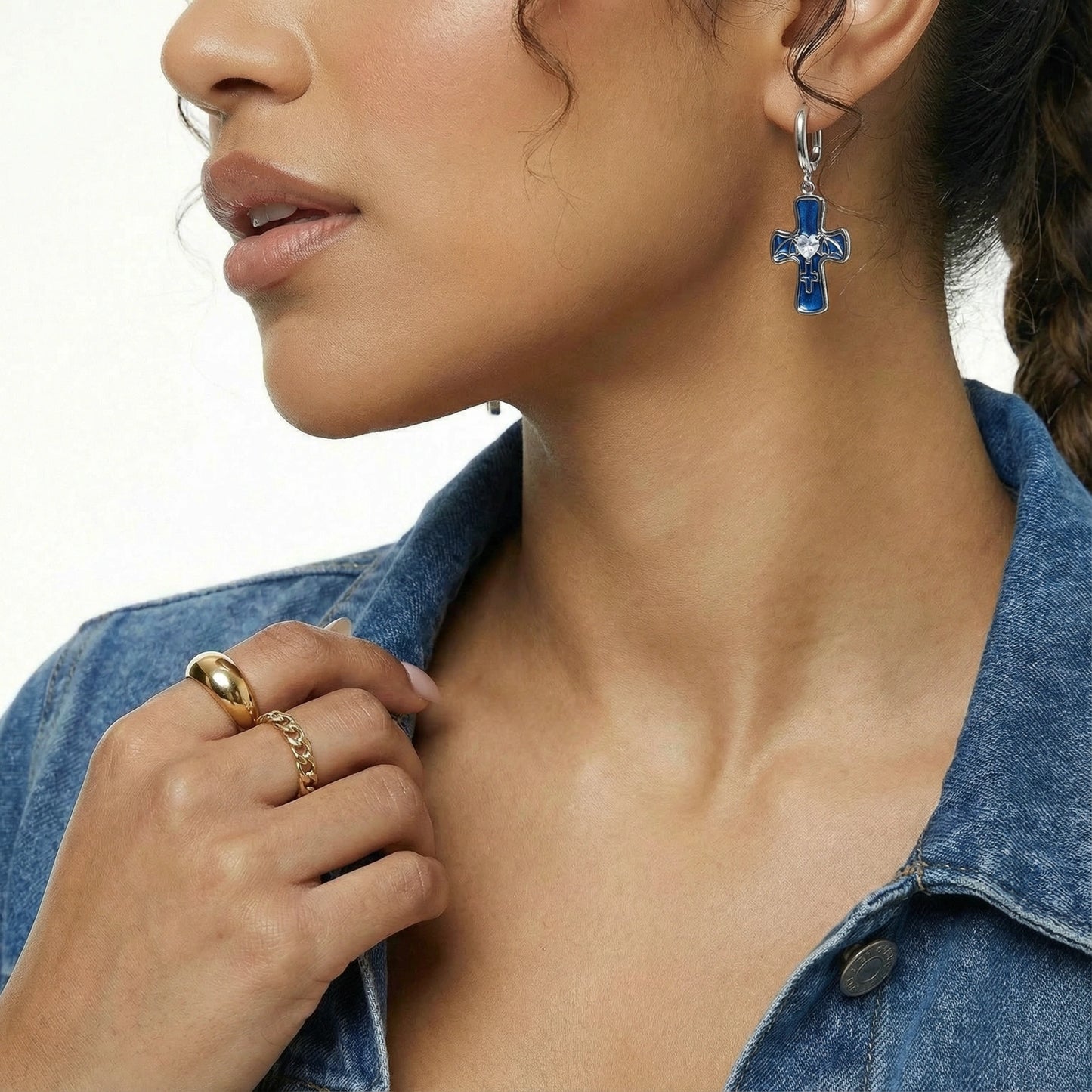 Boucles d'oreilles croix ange gardien | Alora Jewelry