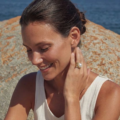 Bague Perle Marée Dorée | Alora Jewelry