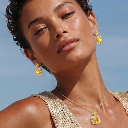 Parure Luxe Carrés Dorés | Alora Jewelry