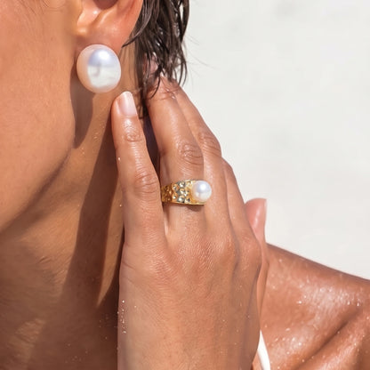 Bague Perle Marée Dorée | Alora Jewelry